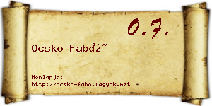 Ocsko Fabó névjegykártya